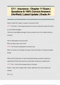 C11 - Insurance - Chapter 11 Exam &vert;  Questions & 100&percnt; Correct Answers  &lpar;Verified&rpar; &vert; Latest Update &vert; Grade A&plus;