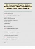 C12 - Insurance on Property &ndash; Midterm Exam &vert; Questions & 100&percnt; Correct Answers  &lpar;Verified&rpar; &vert; Latest Update &vert; Grade A&plus; 