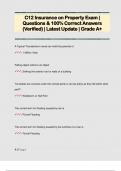 C12 Insurance on Property Exam &vert;  Questions & 100&percnt; Correct Answers  &lpar;Verified&rpar; &vert; Latest Update &vert; Grade A&plus;