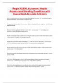Regis NU650&colon; Advanced Health Assessment&sol;Nursing Questions with Guaranteed Accurate Answers