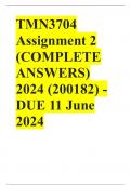 TMN3704 Assignment 2 (COMPLETE ANSWERS) 2024 (200182) - DUE 11 June 2024 ;