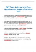 EMT Exam 4 JB Learning Exam Questions and Answers Graded A+ 2024
