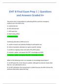 EMT B Final Exam Prep 1 | Questions and Answers Graded A+ |Latest 2024  