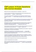 CSP Lesson 10 Exam Questions with Correct Answers