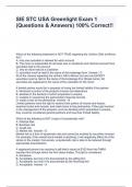 SIE STC USA Greenlight Exam 1 &lpar;Questions & Answers&rpar; 100&percnt; Correct&excl;&excl;