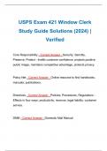 USPS Exam 421 Window Clerk Study Guide Solutions (2024) |Verified