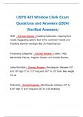 USPS 421 Window Clerk Exam Questions and Answers (2024) (Verified Answers)