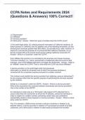 CCPA Notes and Requirements 2024 &lpar;Questions & Answers&rpar; 100&percnt; Correct&excl;&excl; 