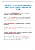 USPS 421 Exam Window Academy Exam Study Guide | Latest Guide 2024 