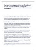 Private Investigator License Test Study Guide Questions With Complete Answers&excl;&excl;