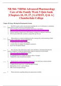 NR 566 / NR566 Advanced Pharmacology Care of the Family Week 5 Quiz bank |Chapters 18, 19, 27, | LATEST, Q & A | Chamberlain College