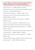 SALES PRE-LICENSE EXAM 2024 QUESTIONS WITH COMPLETE ANSWERS GRADED A&plus;