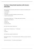 Tax Exam I Study Guide Questions with Answers  2023&sol;2024