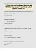 FL Civic Literacy Test Exam &vert; Questions &  100&percnt; Correct Answers &lpar;Verified&rpar; &vert; Latest  Update &vert; Grade A&plus;