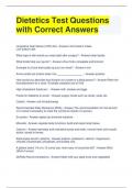 Dietetics Test Questions with Correct Answers