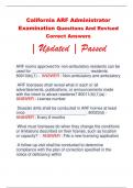California ARF Administrator  Examination Questions And Revised  Correct Answers | Updated | Passed 