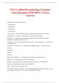 PCE Certified Breastfeeding Counselor Exam Questions With 100% Correct Answers