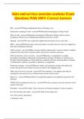 Sales and services associate academy Exam Questions With 100% Correct Answers