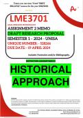 LME3701 ASSIGNMENT 2 MEMO - SEMESTER 2 - 2024 - UNISA - DUE :- 19th APRIL 2024 (DETAILED RESEARCH PROPOSAL WITH FOOTNOTES - HISTORICAL APPROACH- DISTINCTION GUARANTEED!)