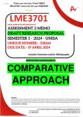 LME3701 ASSIGNMENT 2 MEMO - SEMESTER 2 - 2024 - UNISA - DUE :- 19th APRIL 2024 (DETAILED RESEARCH PROPOSAL WITH FOOTNOTES - COMPARATIVE APPROACH- DISTINCTION GUARANTEED!)