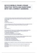 NCCCO MOBILE CRANE (CRANE PRACTICE TESTS) 2024 QUESTIONS WITH 100% CORRECT ANSWERS.