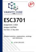 ESC3701 Assignment 2 (DETAILED ANSWERS) 2024 - DISTINCTION GUARANTEED
