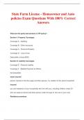 State Farm License - Homeowner and Auto policies Exam Questions With 100&percnt; Correct Answers