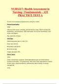 NURS217: Health Assessment in Nursing / Fundamentals - ATI PRACTICE TEST A