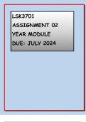 LSK3701 ASSIGNMENT 02 DUE ON JULY 2024 ANSWERS