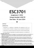 ESC3701 Assignment 3 (ANSWERS) 2024 - DISTINCTION GUARANTEE