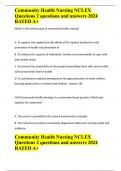 Community Health Nursing NCLEX Questions 2 questions and answers 2024 RATED A+