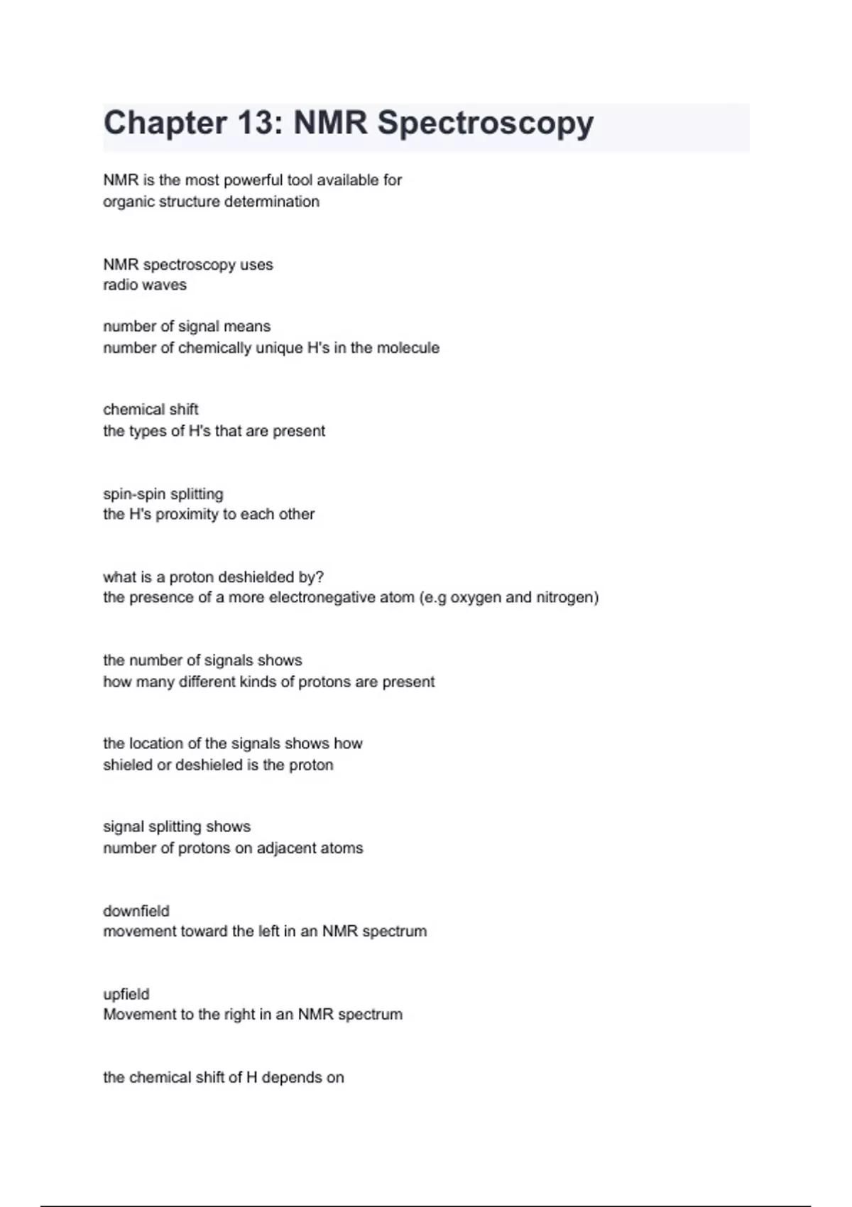 Chapter 13 NMR Spectroscopy Questions & answers Chapter 13 NMR
