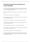Real Estate Financing Summary Questions and  Answers 2023&sol;2024