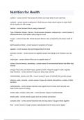 Nutrition for Health QUESTIONS & ANSWERS