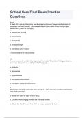 Critical Care Final Exam Practice Questions