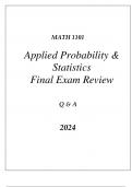 (WGU C955) MATH 1101 APPLIED PROBABILITY & STATISTICS FINAL EXAM REVIEW Q & A 2024.