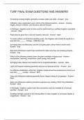 TURF FINAL EXAM QUESTIONS AND ANSWERS