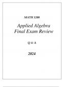 (WGU C957) MATH 1200 APPLIED ALGEBRA FINAL EXAM REVIEW Q & A 2024