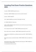 Investing Final Exam Practice Questions 2024&period;