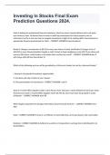 Investing In Stocks Final Exam Prediction Questions 2024&period;