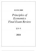 (WGU D089) ECON 2000 PRINCIPLES OF ECONOMICS FINAL EXAM REVIEW Q & A 2024