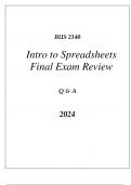 (WGU D100) BUS 2140 INTRODUCTION TO SPREADSHEETS FINAL EXAM REVIEW Q & A 2024.pdf