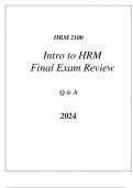 (WGU C232) HRM 2100 INTRO TO HUMAN RESOURCE MANAGEMENT FINAL EXAM REVIEW Q