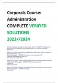 Corporals Course:  Administration COMPLETE VERIFIED  SOLUTIONS 2023//2024