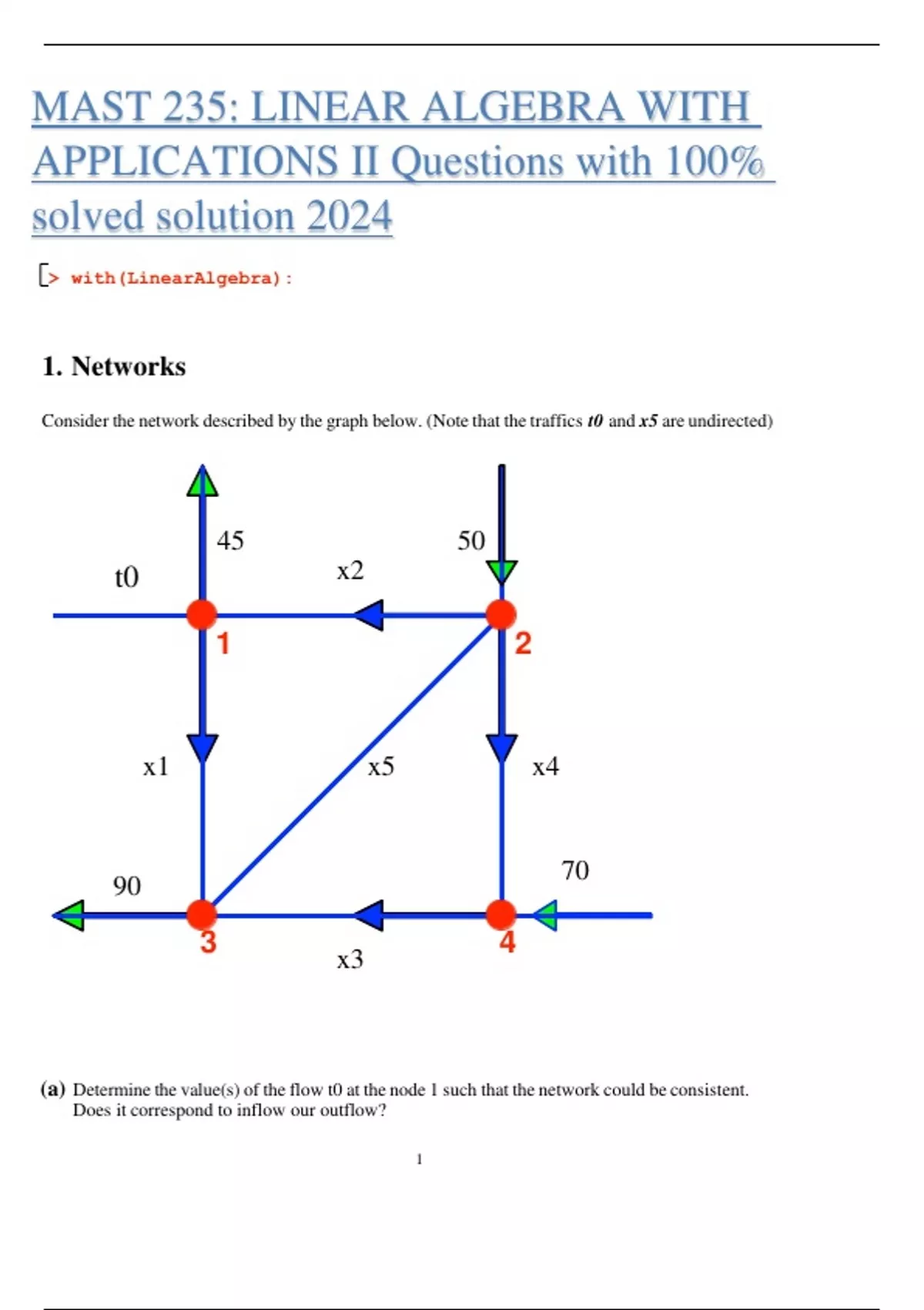 MAST 235 LINEAR ALGEBRA WITH APPLICATIONS II Questions with 100% solved ...