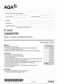 AQA A LEVEL CHEMISTRY QUESTION PAPER 1 2023 &lpar;7405-1&colon; Inorganic and Physical Chemistry&rpar;