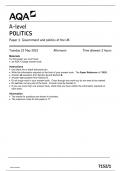 AQA A LEVEL POLITICS QUESTION PAPER 1 2023 (7152-1: Government and politics of the UK) 