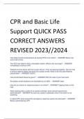 CPR and Basic Life  Support QUICK PASS  CORRECT ANSWERS  REVISED 2023//2024