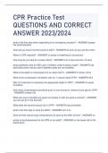 CPR Practice Test QUESTIONS AND CORRECT  ANSWER 2023/2024