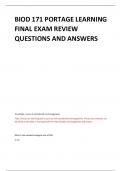 BIOD 171 PORTAGE LEARNING  FINAL EXAM REVIEW  QUESTIONS AND ANSWERS